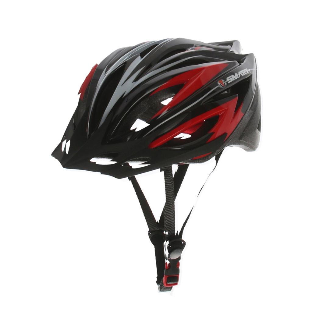 CASCO MTB 25 VENTILACIONES C/VISERA 54-60 CM NEGRO/ROJO