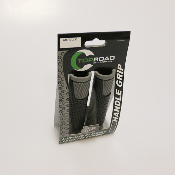 PUÑO MTB TPR BICOLOR C/TAPONES GRIS