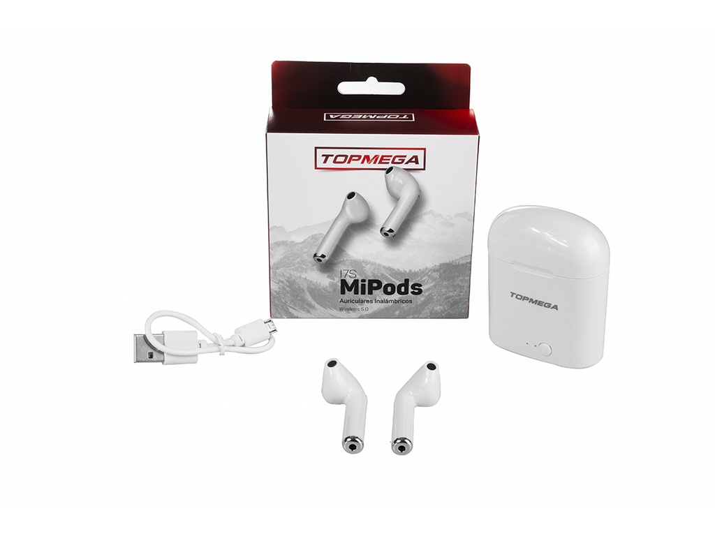*AURICULAR BLUETOOTH EARBUD C/ESTUCHE D CARGA BLANCO TOPMEGA