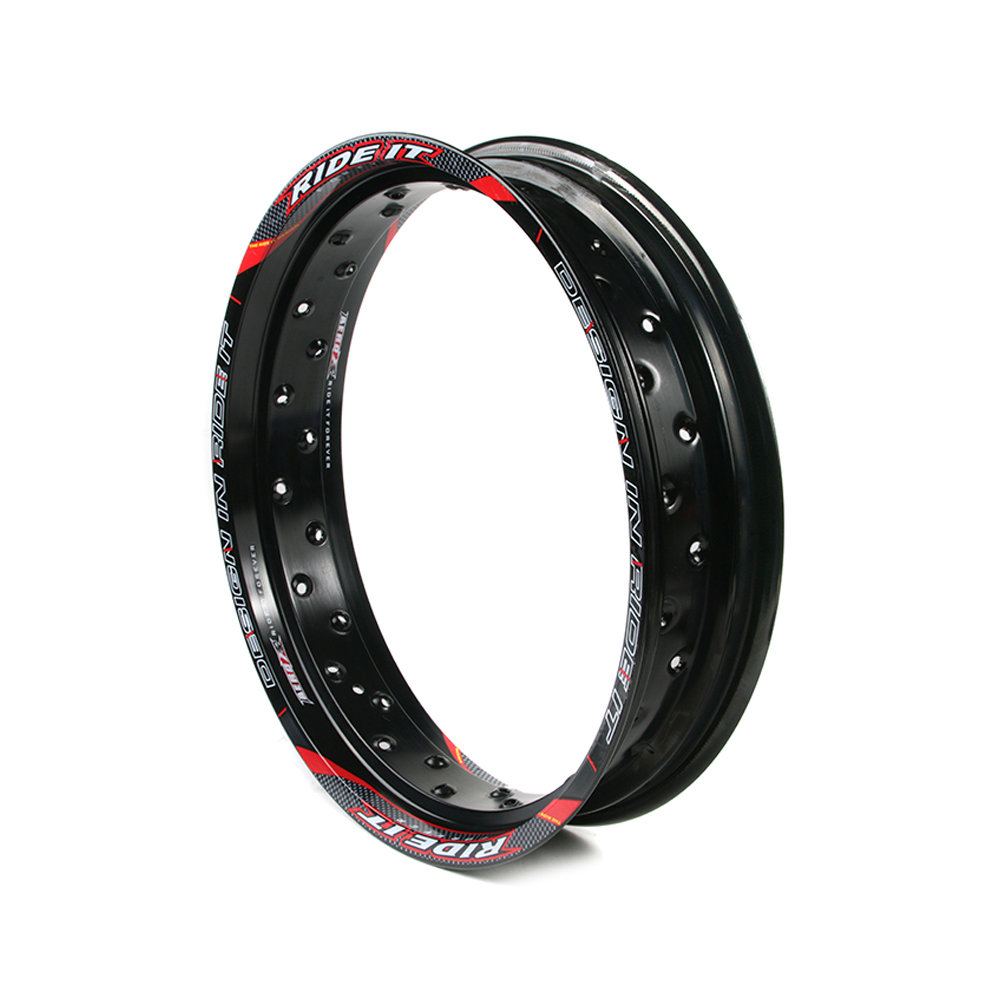ARO DE LLANTA ALUMINIO 3.50X17 C/STICKER NEGRO (MOTARD)
