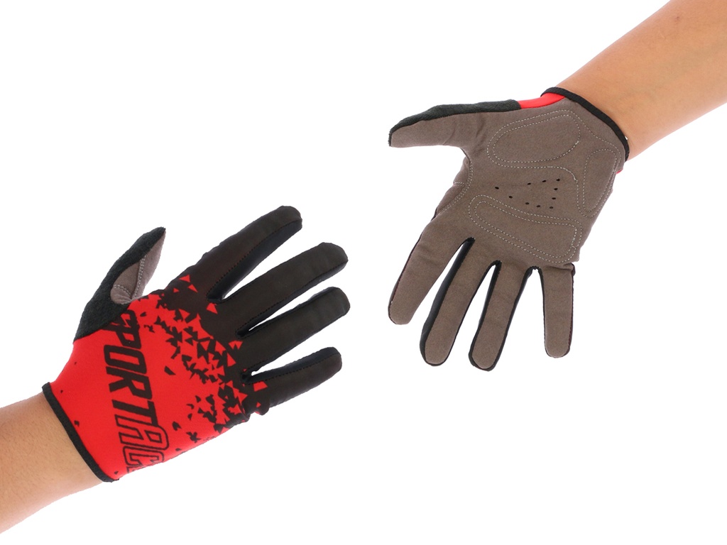 GUANTES CICLISMO LARGOS SPORTACE NEGRO/ROJO TALLE M