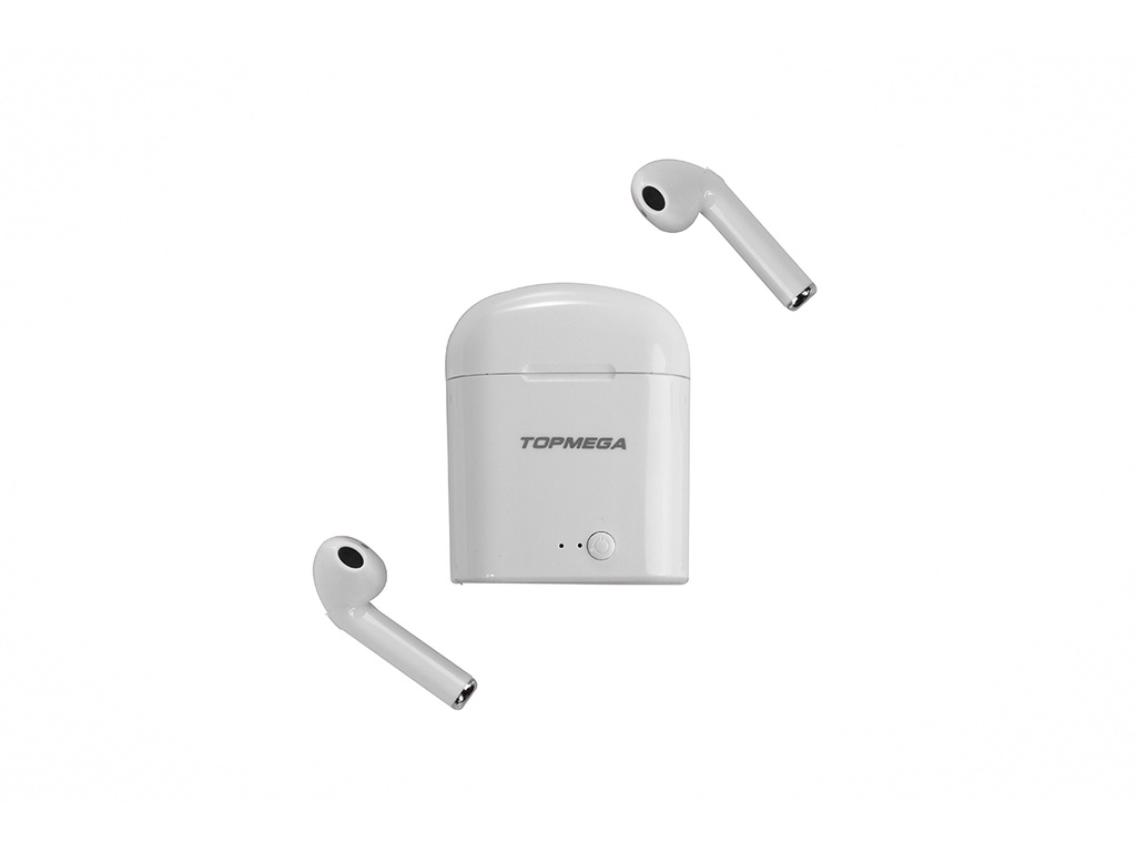 *AURICULAR BLUETOOTH EARBUD C/ESTUCHE D CARGA BLANCO TOPMEGA