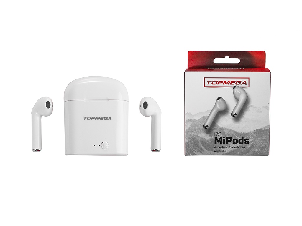 *AURICULAR BLUETOOTH EARBUD C/ESTUCHE D CARGA BLANCO TOPMEGA