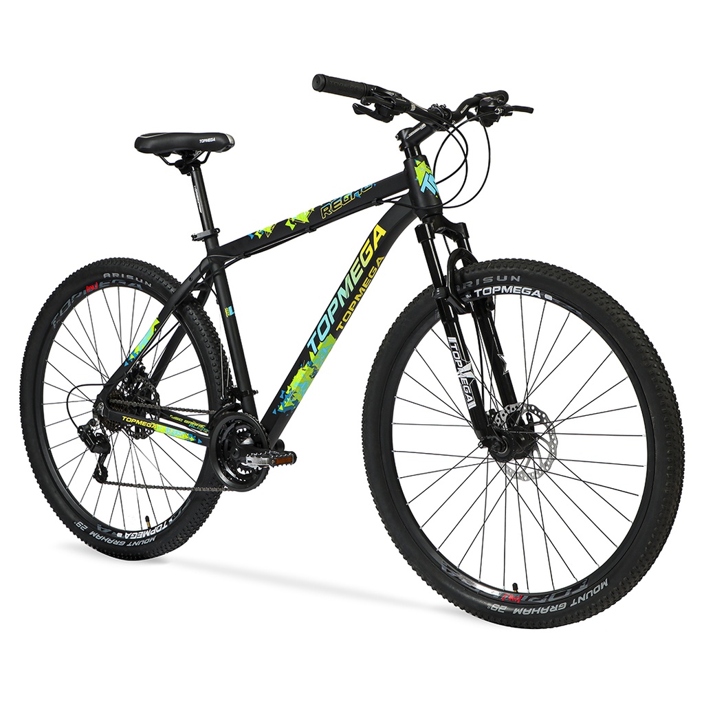 BICICLETA MTB REGAL ALUMINIO R29 21V NEGRO VERD/CEL/AMA M