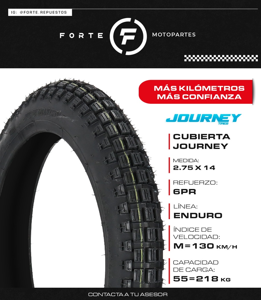 CUBIERTA JOURNEY 2.75 X 14 C/TACO