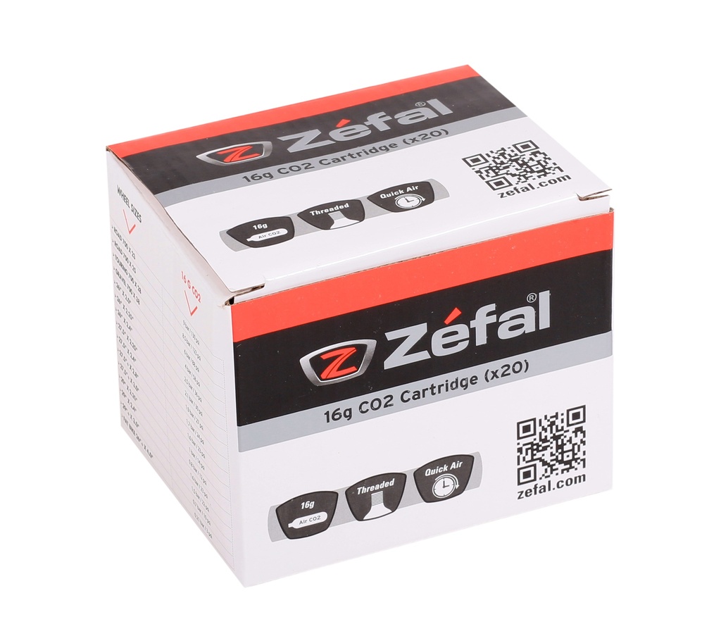 CARTUCHO CO2 16G 29X2.25 ZEFAL CAJA x20