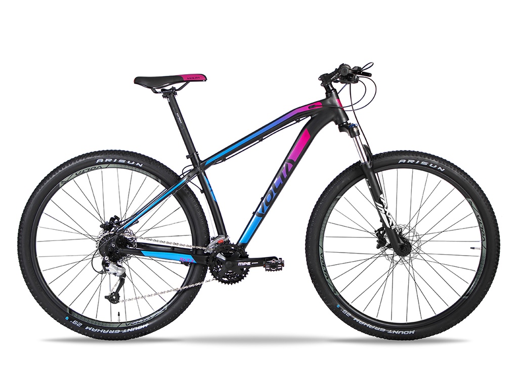 BICICLETA MTB RAZZ ALUMINIO NEGRO AZUL/ROSA ALTUS 24VEL 29ER M G1