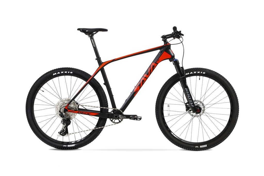 BICICLETA SAVA MTB CARBONO DECK 6.1 DEORE 12 VEL NEGRO/ROJO T17