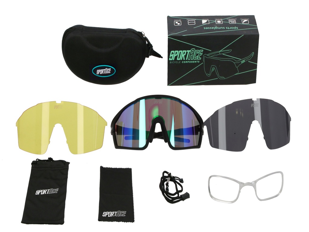 GAFA CICLISMO SA-888 SPORTACE NEGRO (LENTE VERDE) C/ESTUCHE 3 CRISTALES