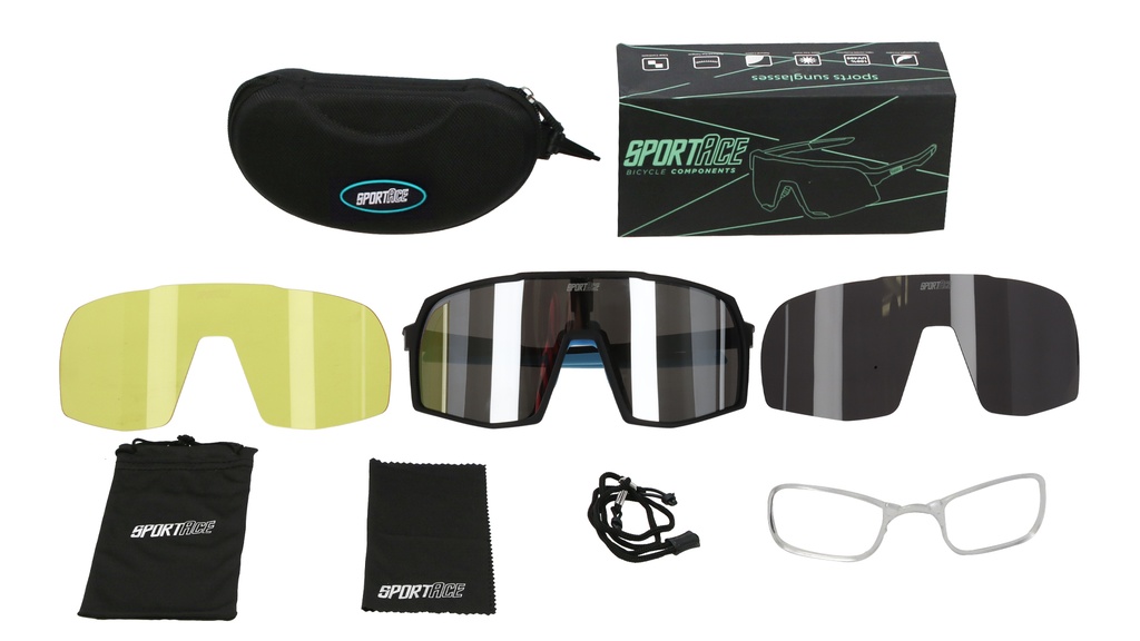 GAFA CICLISMO SA-858 SPORTACE NEGRO/AZUL (LENTE BLANCO) C/ESTUCHE 3 CRISTALES
