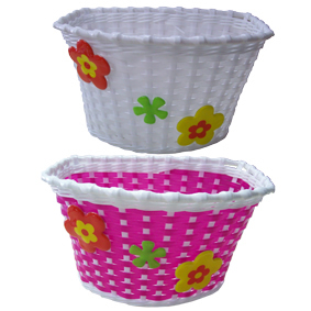 CANASTO PLASTICO TEJIDO C/FLORES 16''