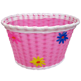 CANASTO PLASTICO TEJIDO C/FLORES 20''