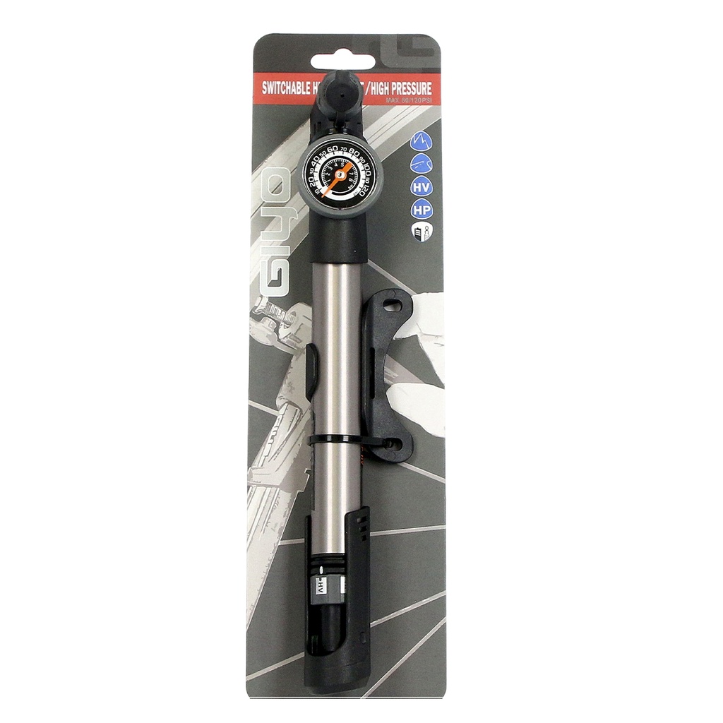 INFLADOR DE MANO GIYO GP-993 ALUM. VALV 2 EN 1 ALTA PRESION