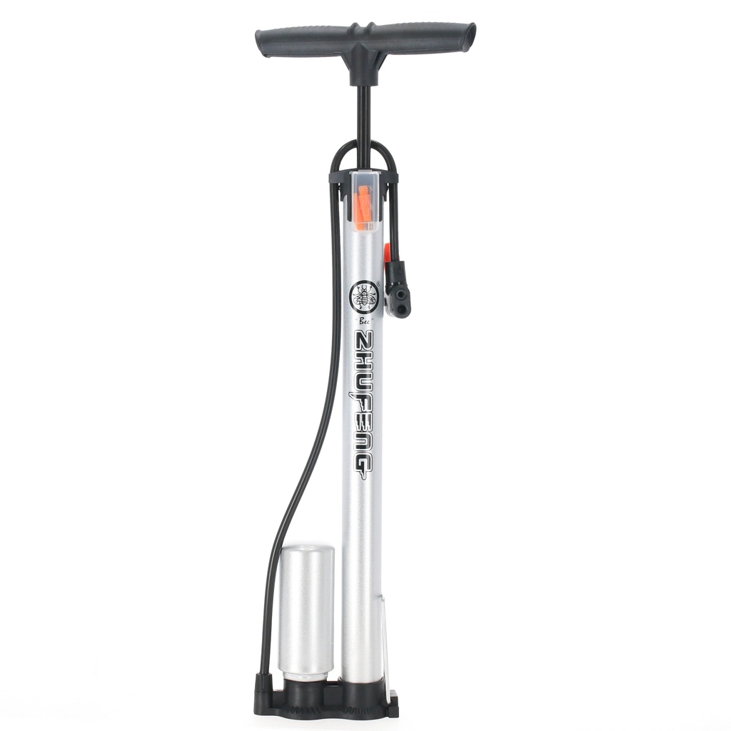 INFLADOR DE PIE C/TANQUE DOBLE VALVULA PLATEADO 38X500MM