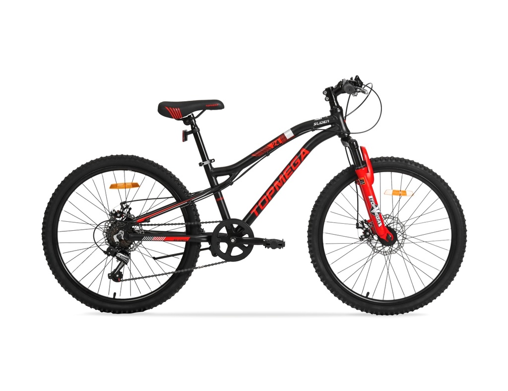 BICICLETA MTB SLIDER R24 7VEL. ALUMINIO C/SUSPENSION NEGRO/ROJO