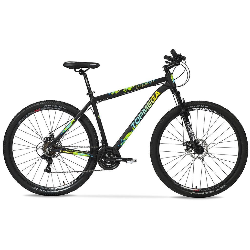BICICLETA MTB REGAL ALUMINIO R29 21V NEGRO VERD/CEL/AMA M