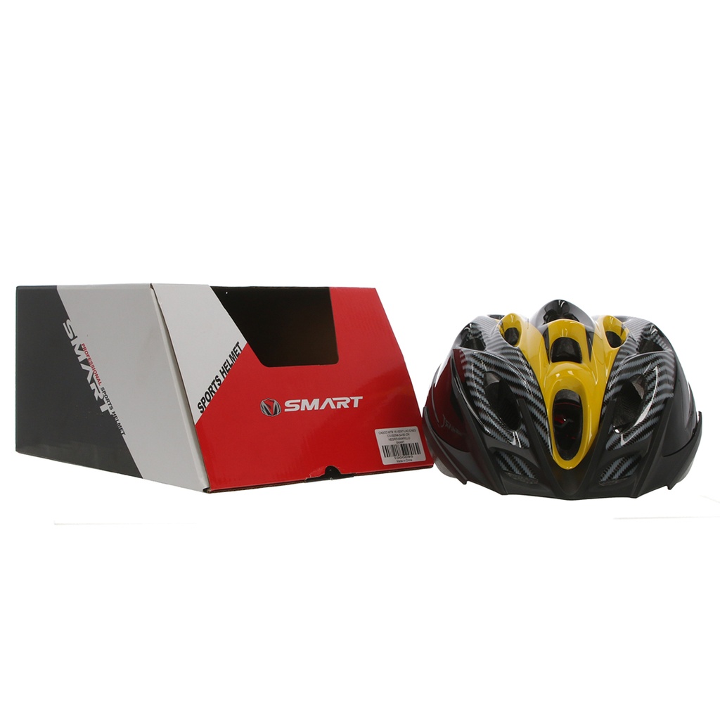 CASCO MTB 18 VENTILACIONES C/VISERA 54-60 CM NEGRO/AMARILLO