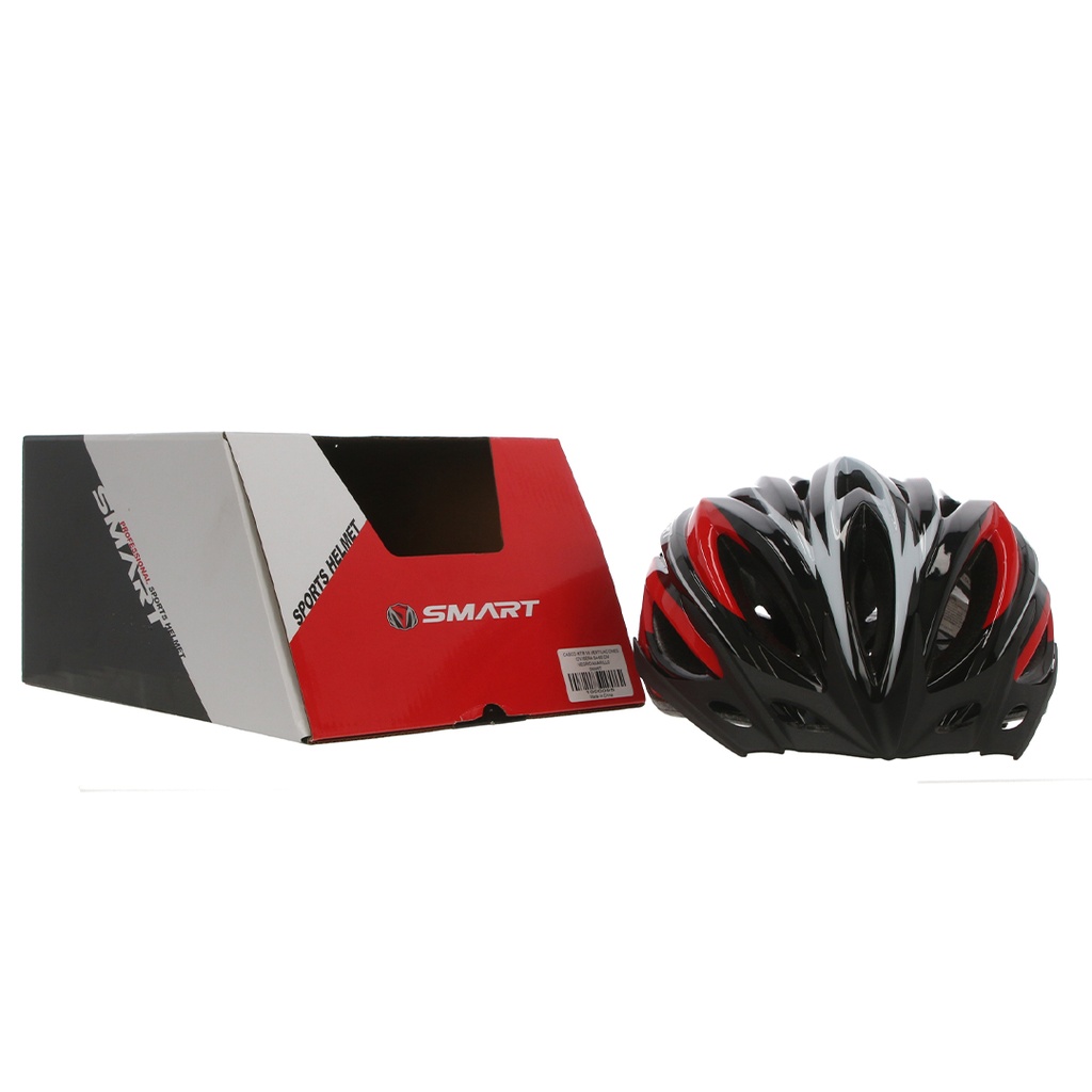 CASCO MTB 25 VENTILACIONES C/VISERA 54-60 CM NEGRO/ROJO