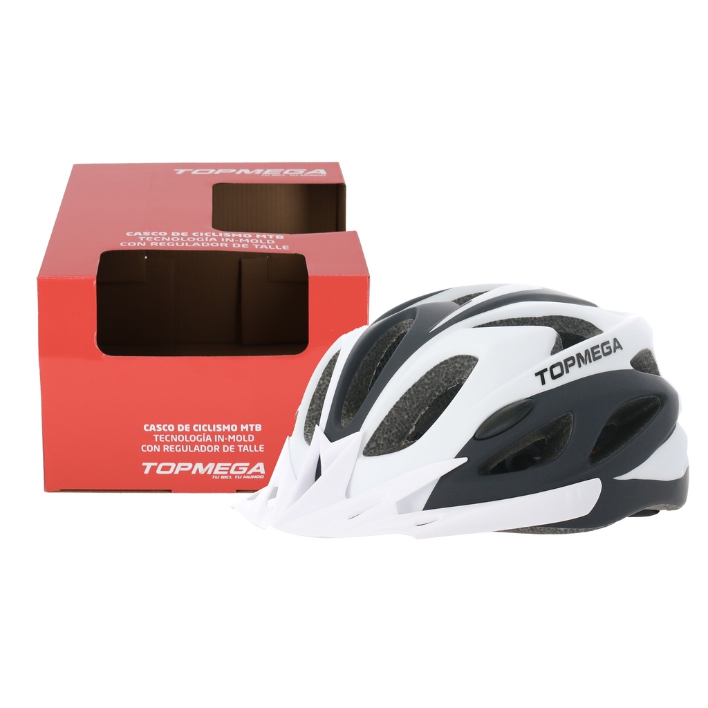 CASCO MTB IN MOLD BLANCO/NEGRO L (58-61) TOPMEGA