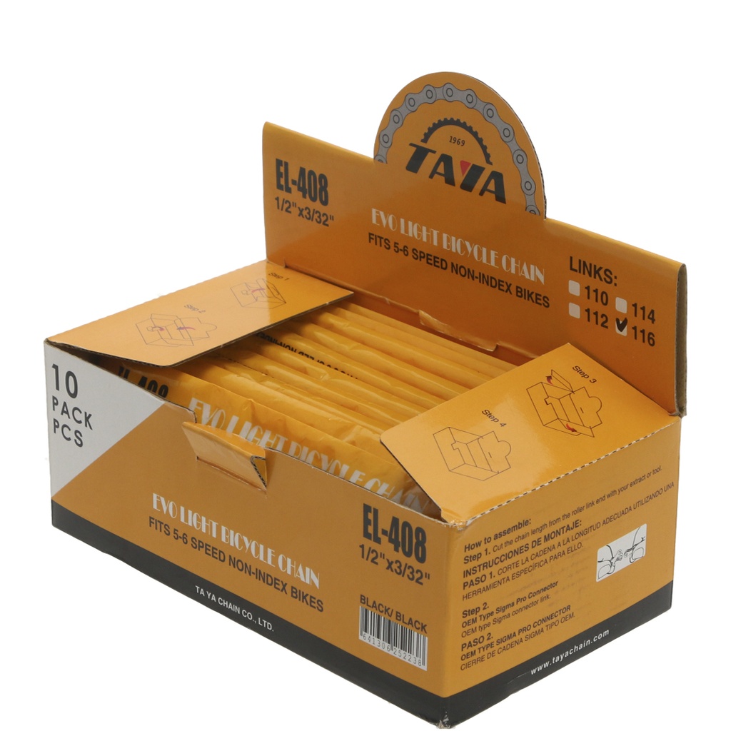 CADENA 5/6 VEL TAYA 1/2"x3/32" 116 ESLABONES