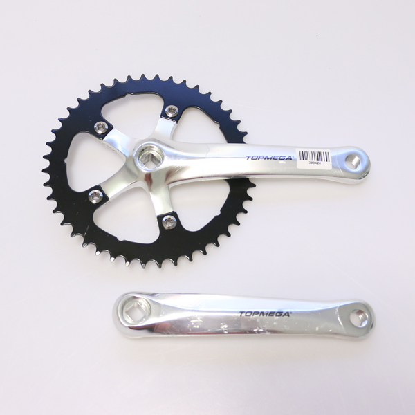 PLATO PALANCA MONOPLATO FIXIE CUADRANTE 44TX170MM TOPMEGA ALUMINIO CUADRANTE NEGRO/PLATA