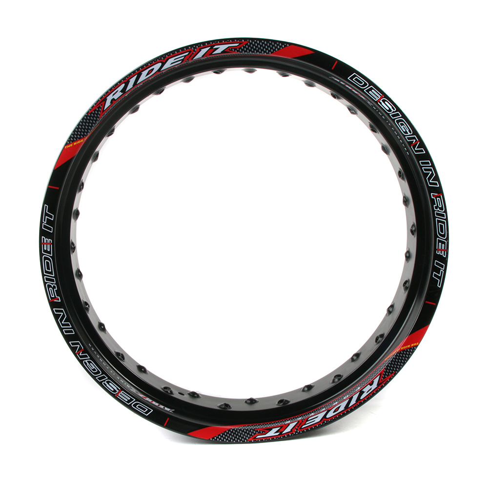 ARO DE LLANTA ALUMINIO 3.50X17 C/STICKER NEGRO (MOTARD)