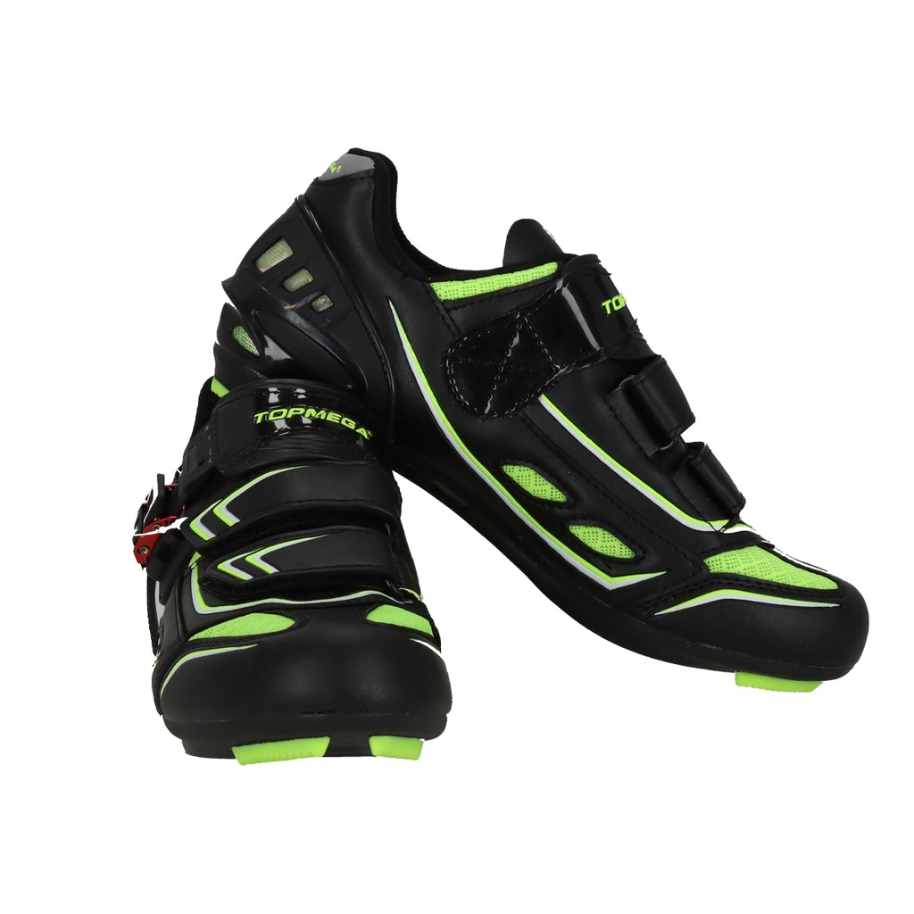 *ZAPATILLA CICLISMO ROAD TOPMEGA NEG/VERDE AJUST CRIQUET T40
