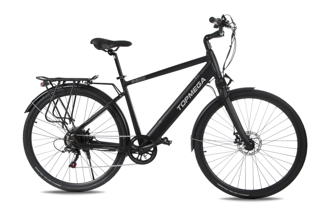 BICICLETA ELECTRICA TOPMEGA URBANA ALUMINIO R700 250W 36V 6VEL NEGRO