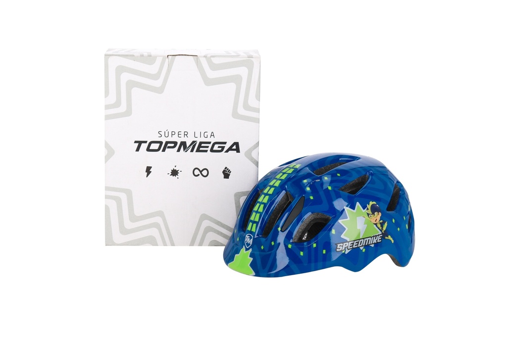 CASCO INFANTIL TOPMEGA CON REGULADOR SPEEDMIKE AZUL TALLE S (52-56CM)
