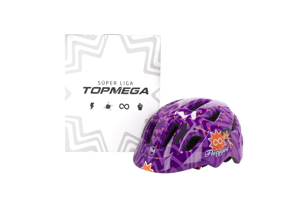 CASCO INFANTIL TOPMEGA CON REGULADOR FLEXYGIRL  VIOLETA TALLE S (52-56CM)