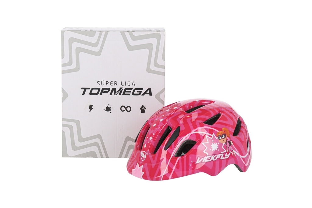 CASCO INFANTIL TOPMEGA CON REGULADOR VICKFLY FUCSIA TALLE XS (46-51CM)