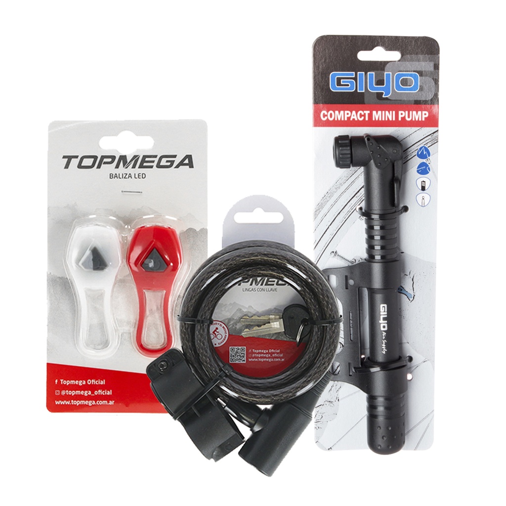COMBO INFLADOR MINI GIYO+SET BALIZAS TOPMEGA+ESLINGA TOPMEGA
