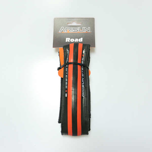 CUBIERTA 700X23C RUTA ARISUN VITESSE CLINCHER FOLDABLE KEVLAR NEGRO/ROJO