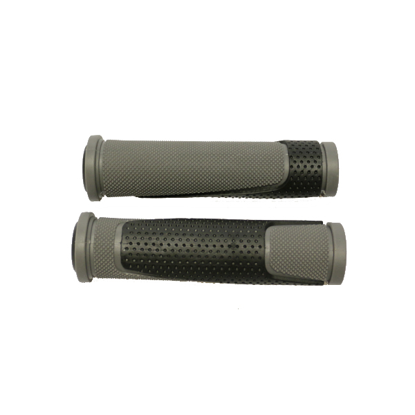 PUÑO MTB TPR 130MM BICOLOR GRIS C/TAPONES