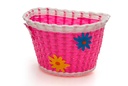 CANASTO PLASTICO TEJIDO CON FLORES 12" ROSADO