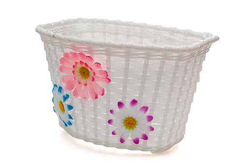 CANASTO PLASTICO TEJIDO C/FLORES 16'' BLANCO