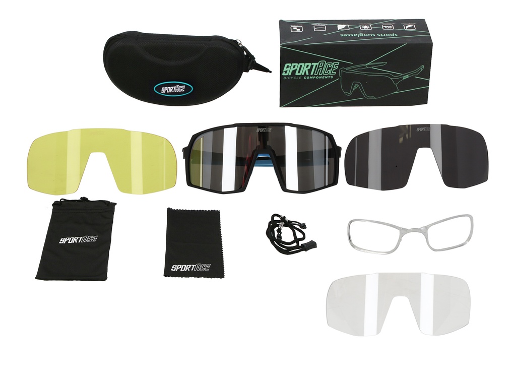 GAFA CICLISMO SA-858 SPORTACE NEGRO/AZUL (LENTE BLANCO) C/ESTUCHE FOTOCROMATICO