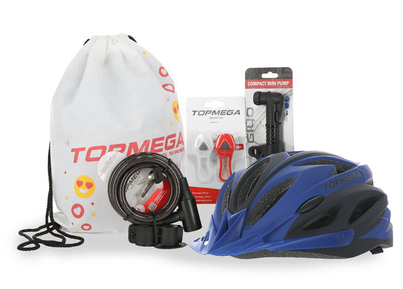 KIT DE SEGURIDAD TOPMEGA CON MOCHILA CASCO AZUL/NEGRO L - FULL